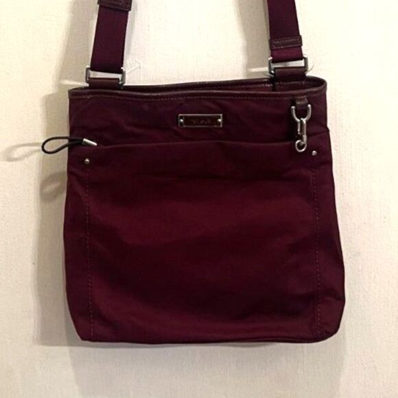 TUMI Maroon Canvas Crossbody Handbag Bag   Mens Size Small - Picture 1 of 10